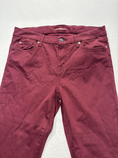 7 For All Mankind Jeans Womens 30 Red Burgundy Skinny Mid Rise Stretch 30x27.5