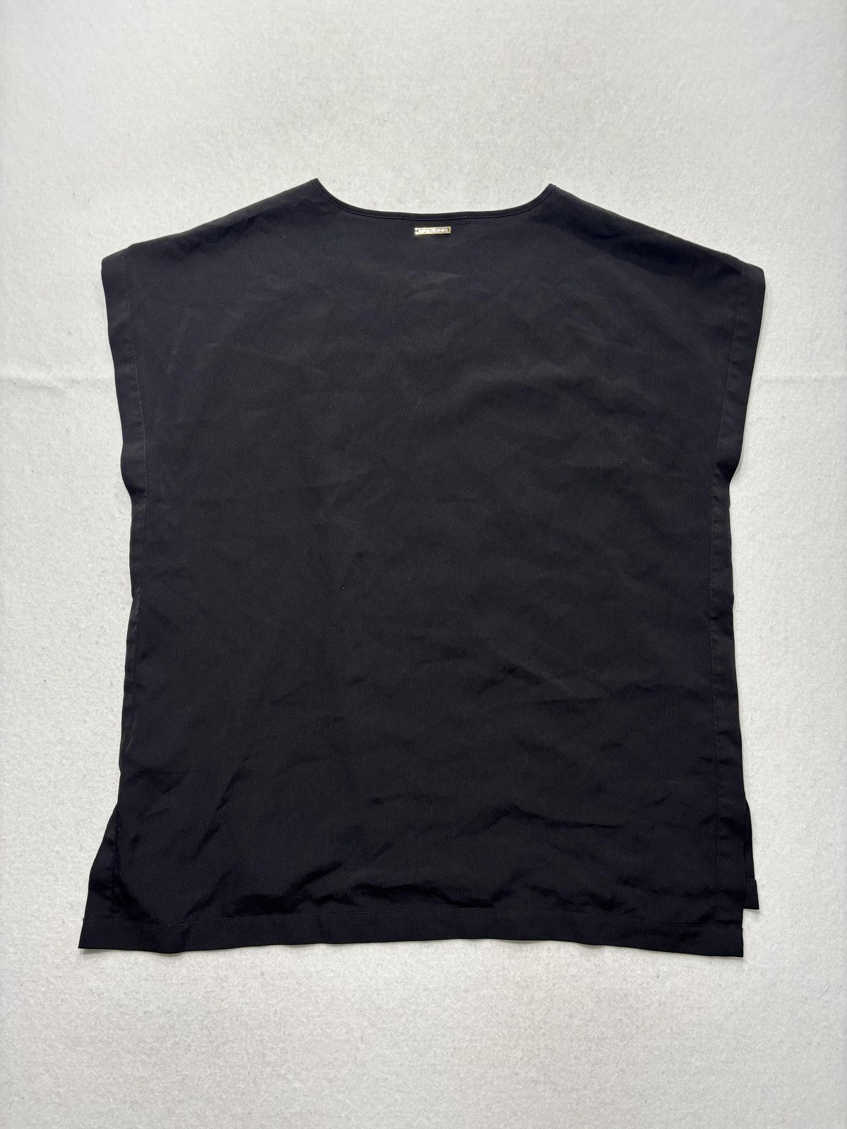 MICHAEL Michael Kors Blouse Womens Large Black Henley Sleeveless Tunic Top