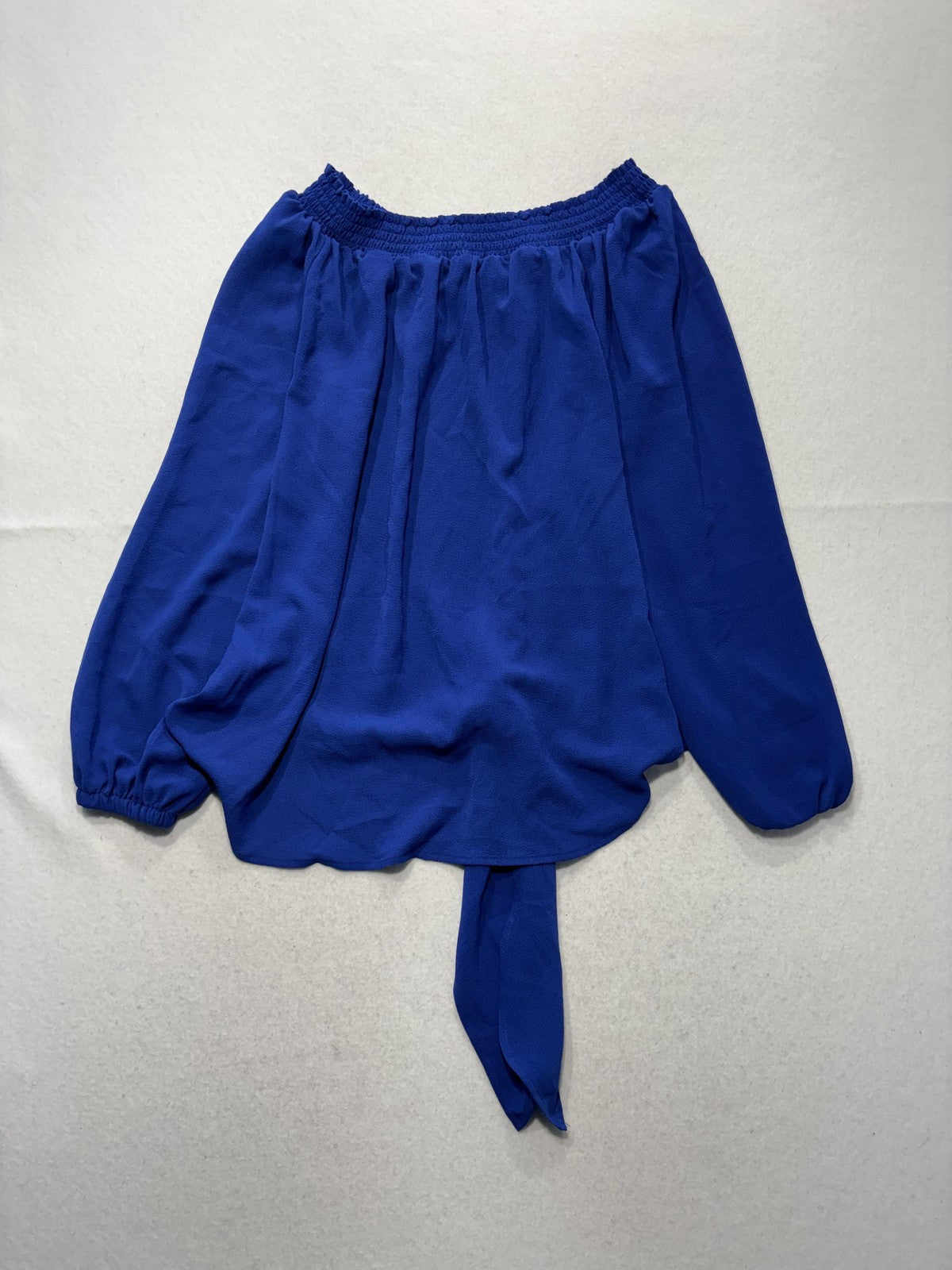 Michael Kors Blouse Womens Large Blue Off Shoulder Tie Tunic Balloon Sleeve Top