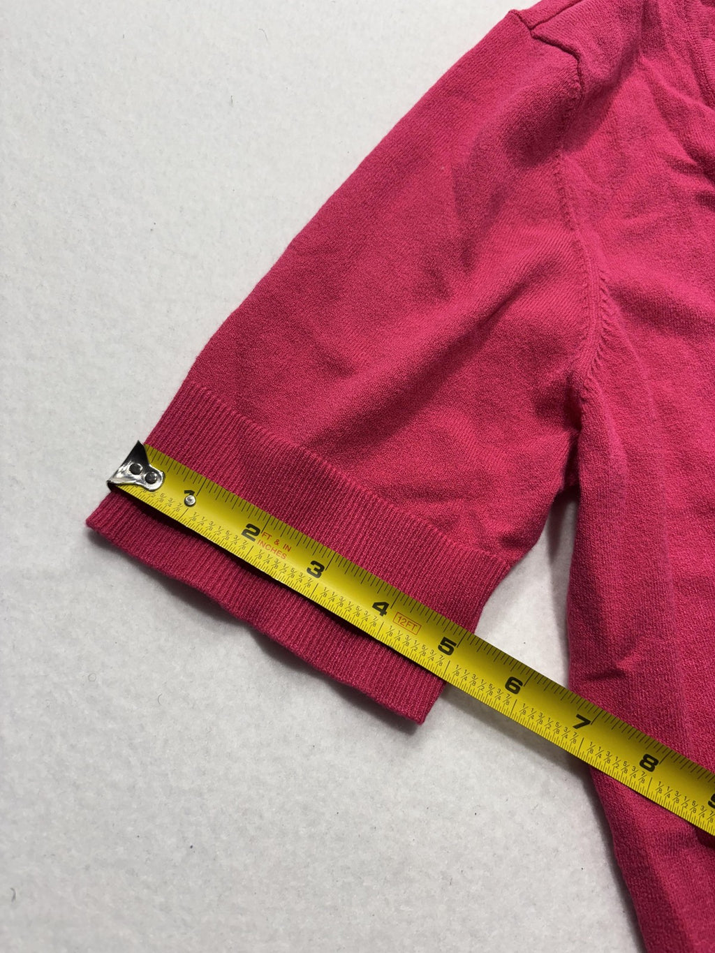 Ann Taylor Cardigan Womens Large Pink V Neck Short Sleeve Button Front Knit