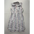 Time And Tru Womens M Multicolor Stripe Sleeveless Button Shirt Dress