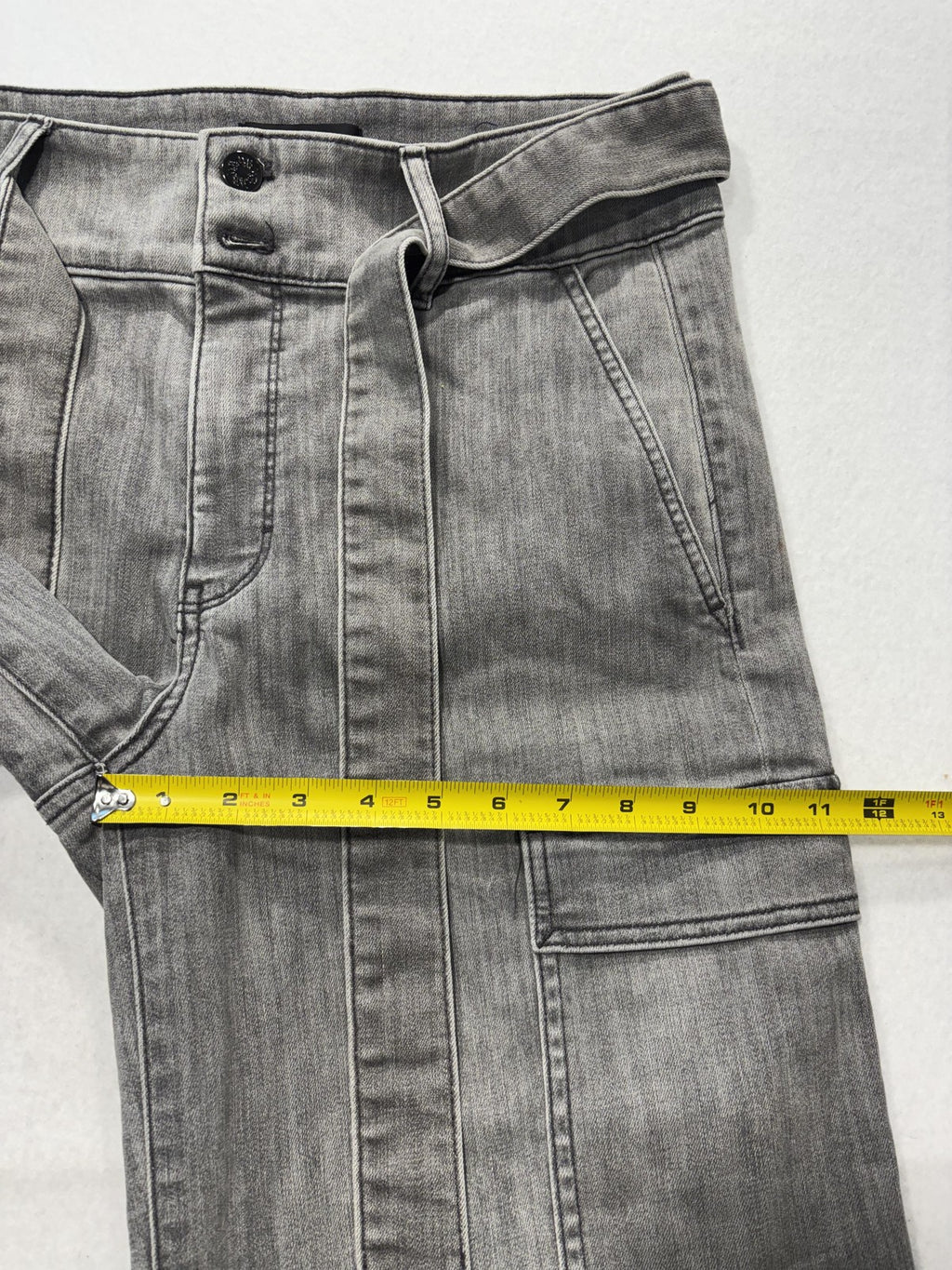White House Black Market Utility Cargo Jeans Womens 10R Gray High Rise Wide Leg