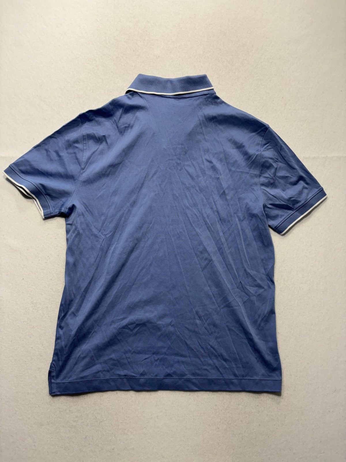 Banana Republic Luxe Touch Polo Shirt Mens Medium Blue Short Sleeve V Neck
