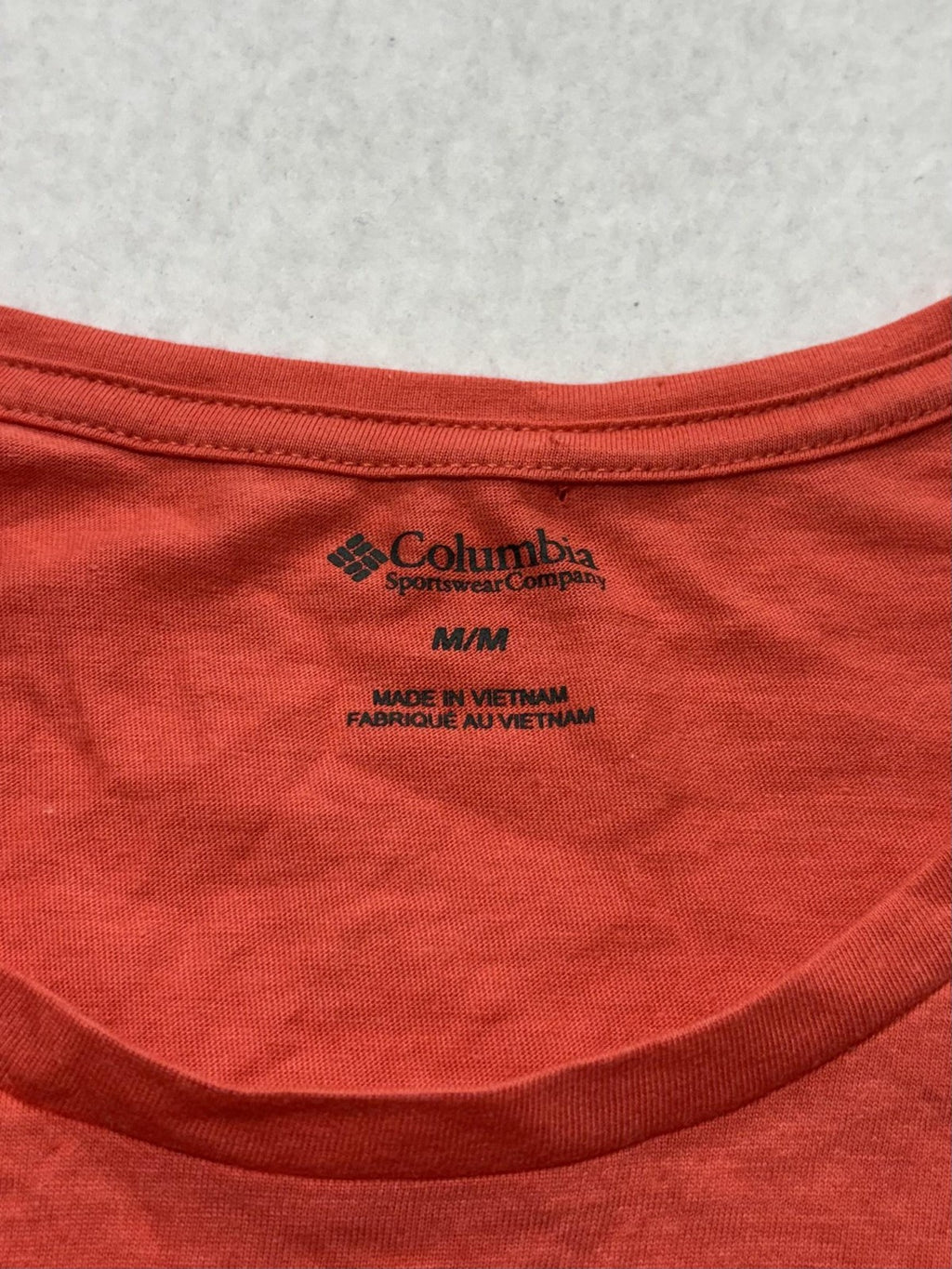 Columbia Shirt Womens Medium Orange Scoop Neck Short Sleeve Graphic Logo Tee