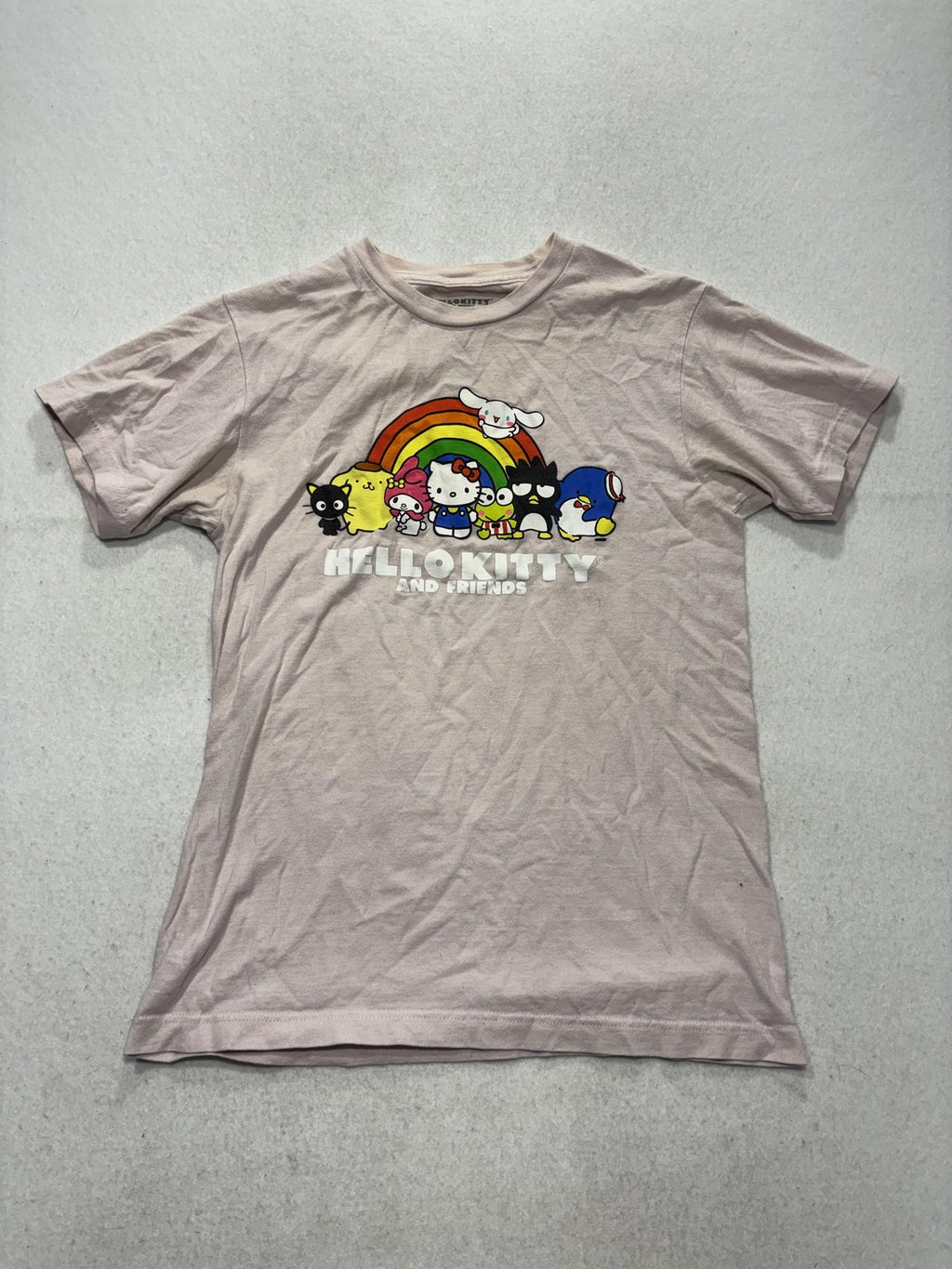 Sanrio Shirt Womens S Pink Hello Kitty And Friends Rainbow Graphic Tee SIL-34706