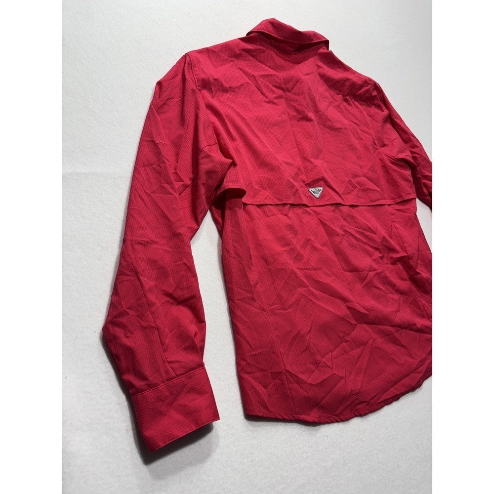 Columbia PFG Mens Large Red Long Sleeve Vented Fishing Button Up Shirt