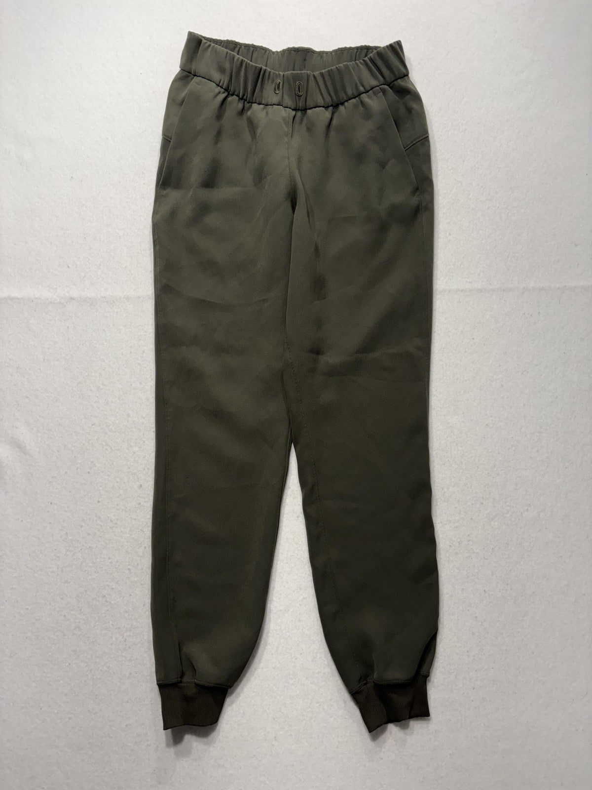 Lululemon Jogger Pants Womens 8 Green Elastic Waist Woven Cuffed Ankle Pockets