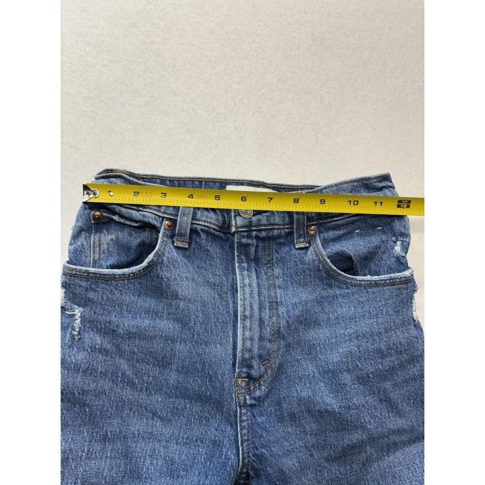 Abercrombie & Fitch 90s Straight Jeans Womens 25 Blue High Rise Distressed 25x27