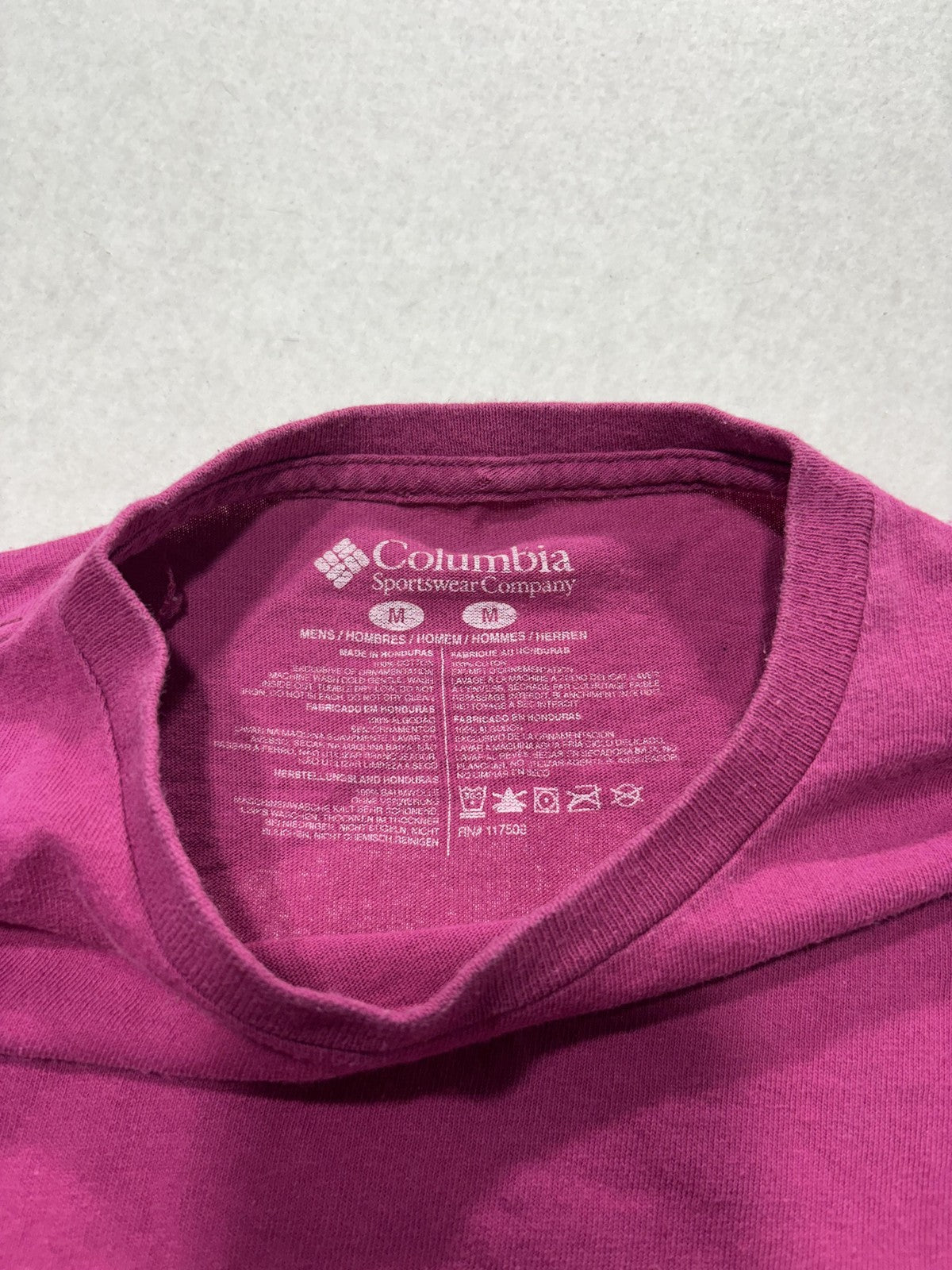 Columbia Shirt Mens Medium Pink Mountain Graphic Long Sleeve Tee Outdoor Hiking