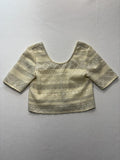 Rebecca Minkoff Blouse Womens M Beige James Top Scoop Neck Cropped Glitter Knit