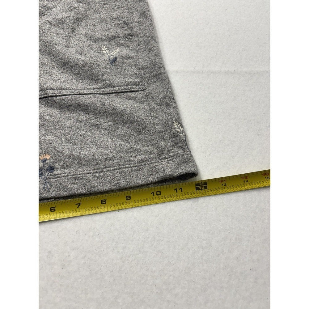 AG Sweat Shorts Womens Small Gray Embroidered Floral Knit Casual Elastic Waist