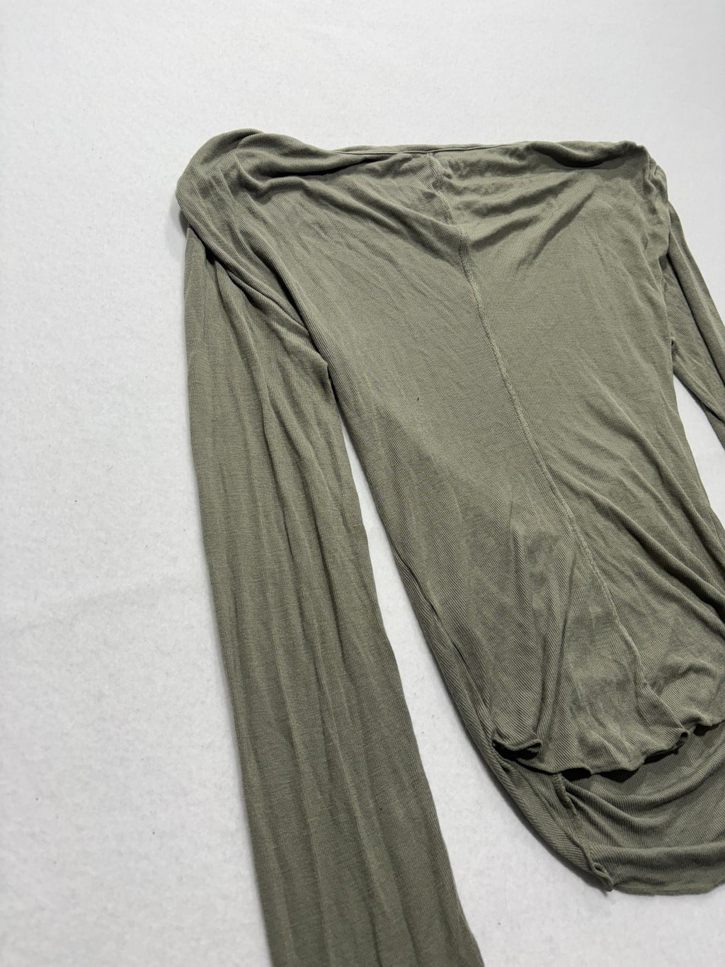 Free People Shirt Womens XS Green Off Shoulder Ruched Long Sleeve Jersey