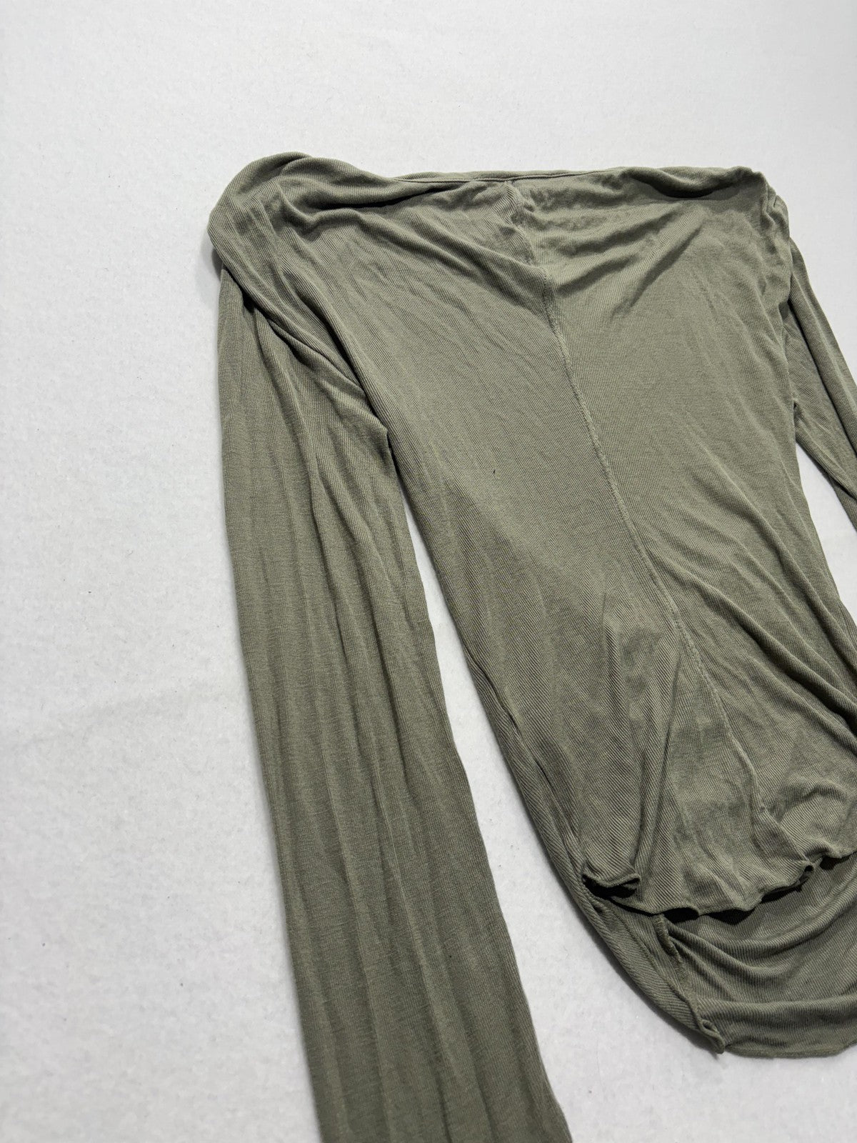 Free People Shirt Womens XS Green Off Shoulder Ruched Long Sleeve Jersey