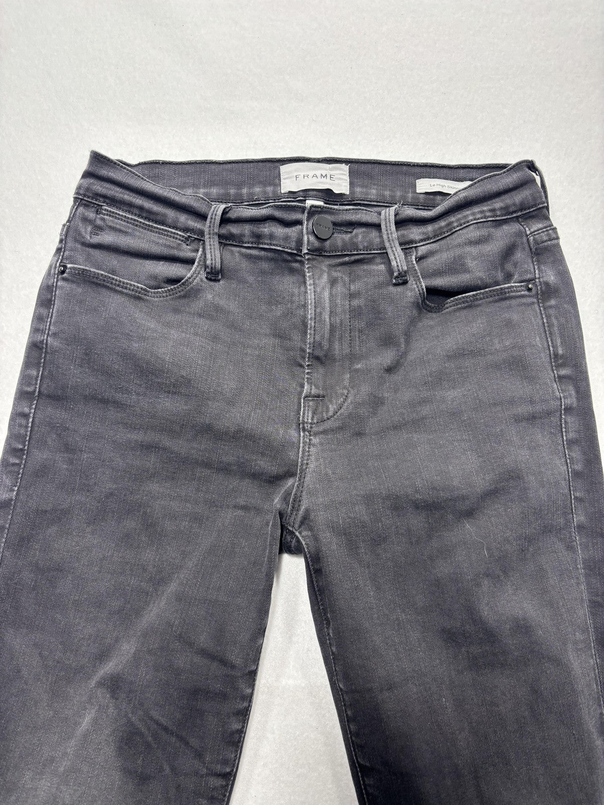 FRAME Le High Skinny Jeans Womens 26 Gray Charcoal Wash Mid Rise Stretch 26x28.5