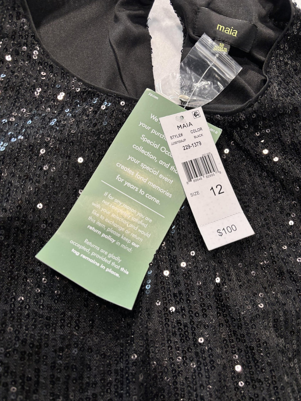 Maia Dress Womens 12 Black Sequin Mesh Long Sleeve Shift Party Cocktail Holiday