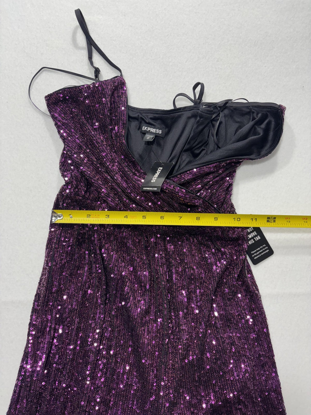 Express Jumpsuit Womens XS Purple Sequin V Neck Wide Leg Sleeveless Party Formal