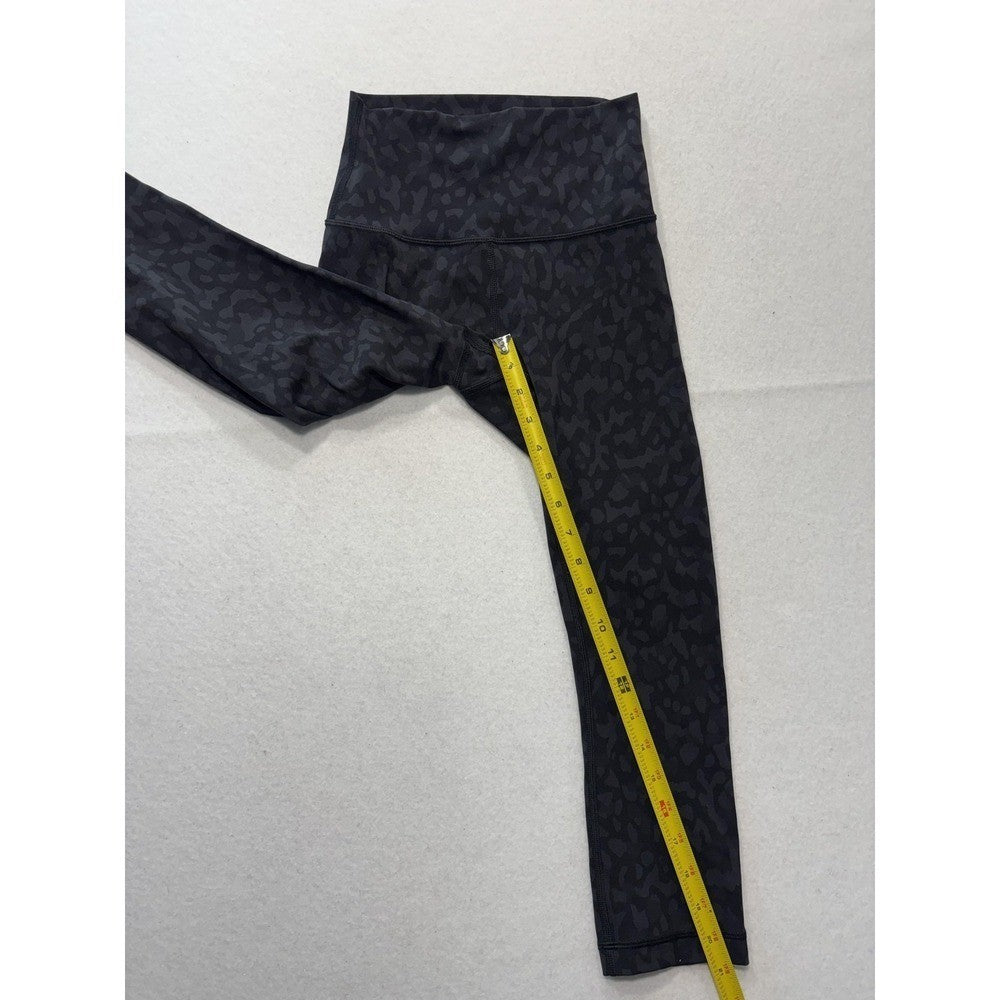 Lululemon Leggings Womens 4 Black Camo High Rise Cropped 23" Inseam Yoga Stretch