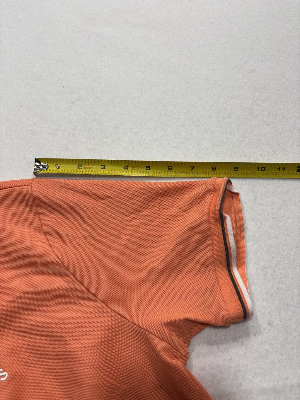 Boss Polo Shirt Mens Medium Orange Tipped Collar Logo Short Sleeve Knit Casual