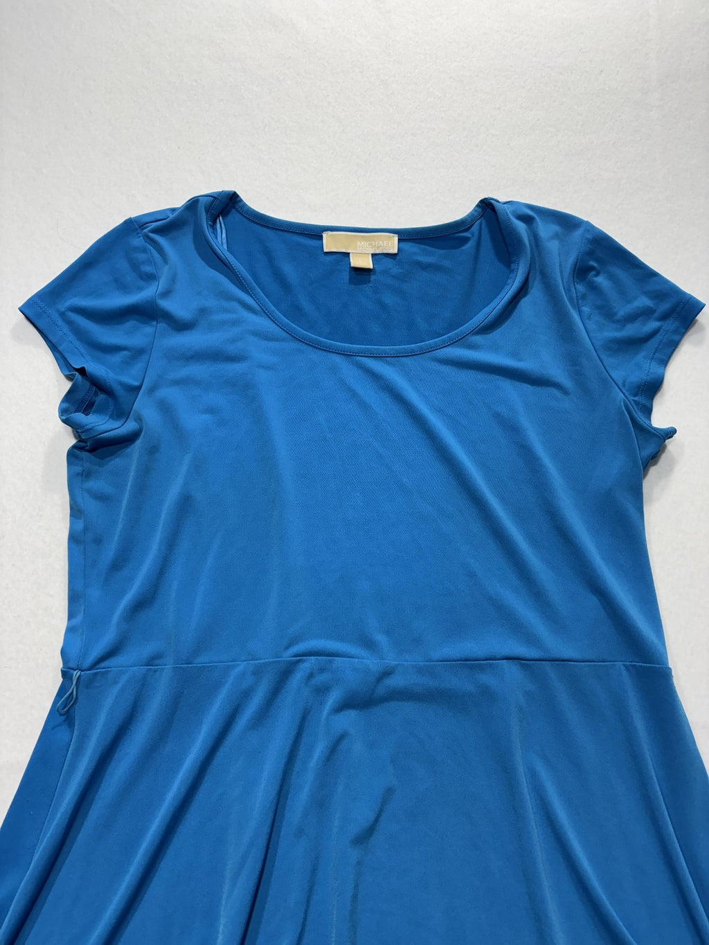 MICHAEL Michael Kors Dress Womens Large Blue Scoop Neck Fit Flare Jersey Stretch