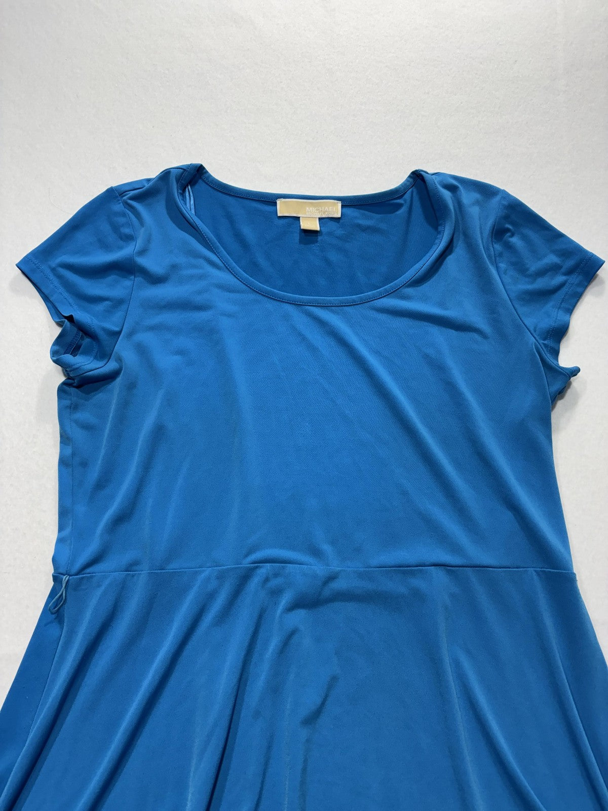 MICHAEL Michael Kors Dress Womens Large Blue Scoop Neck Fit Flare Jersey Stretch