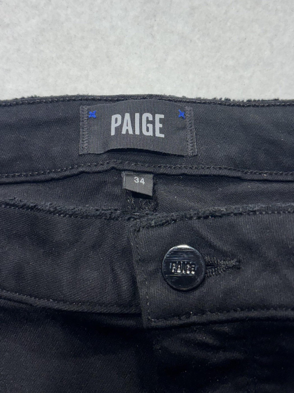 Paige Hoxton Ankle Jeans Womens 34 Black Wash Slim Stretch Distressed 34x28.5