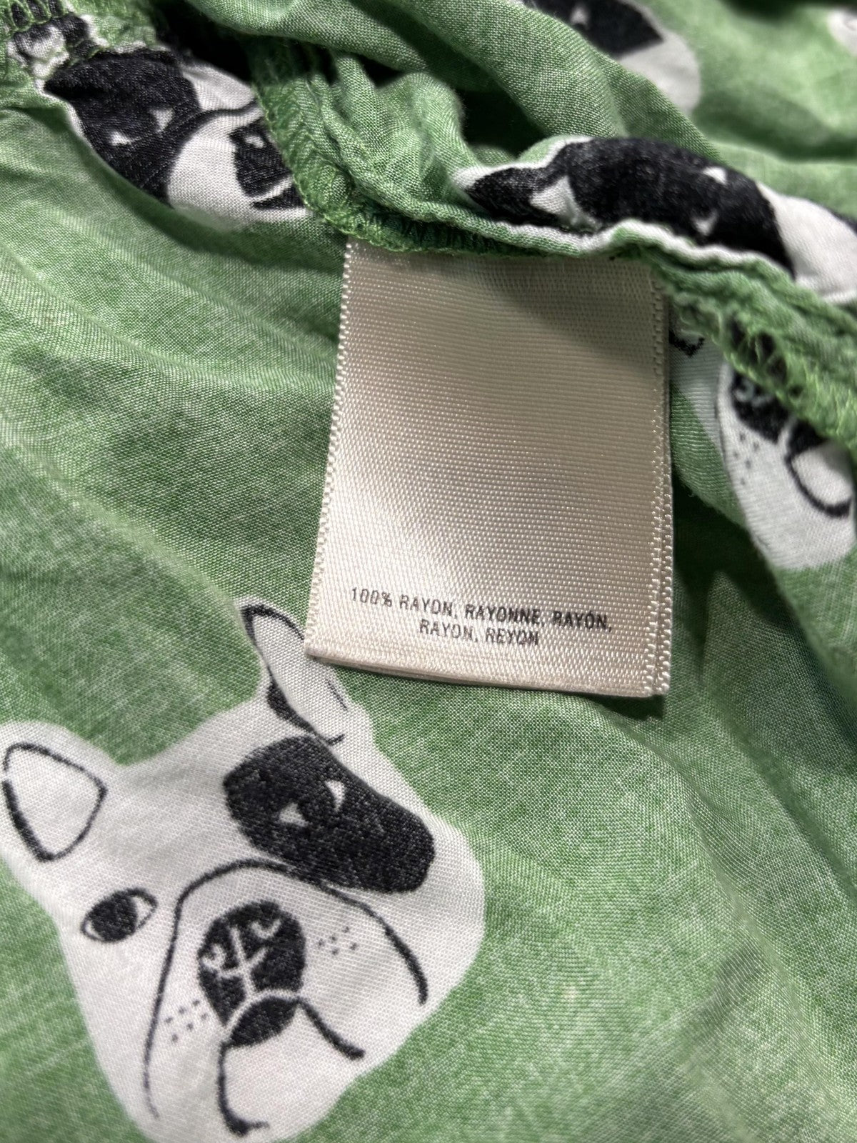 Maeve Blouse Womens 6 Green Dog Print Henley Long Roll Tab Sleeve Tunic Top
