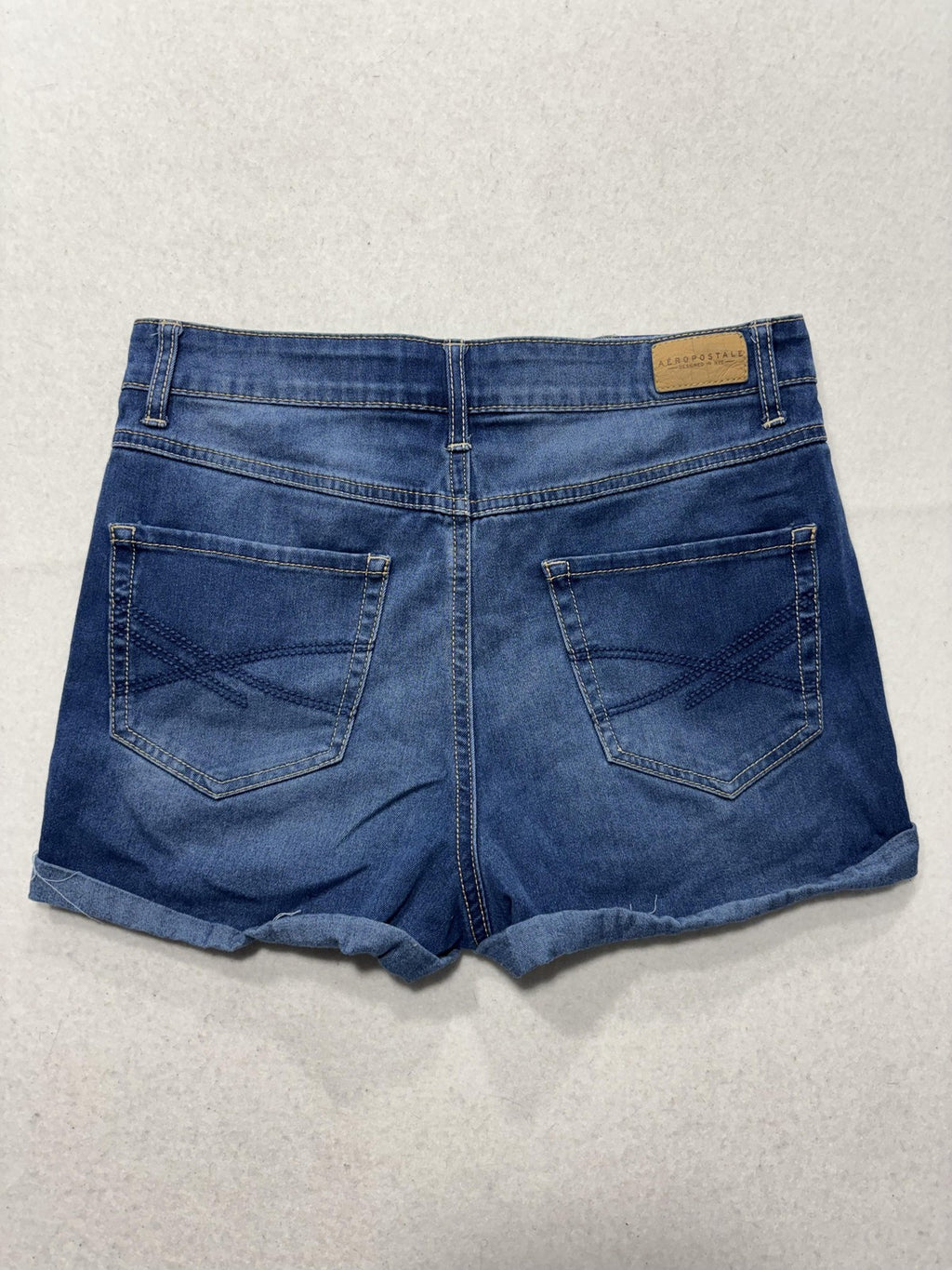 Aeropostale Shorts Womens 6 Blue High Waisted Shorty Cuffed Denim 5 Pocket