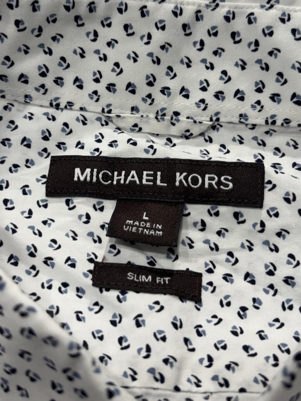 Michael Kors Shirt Mens Large White Floral Short Sleeve Button Up Slim Fit