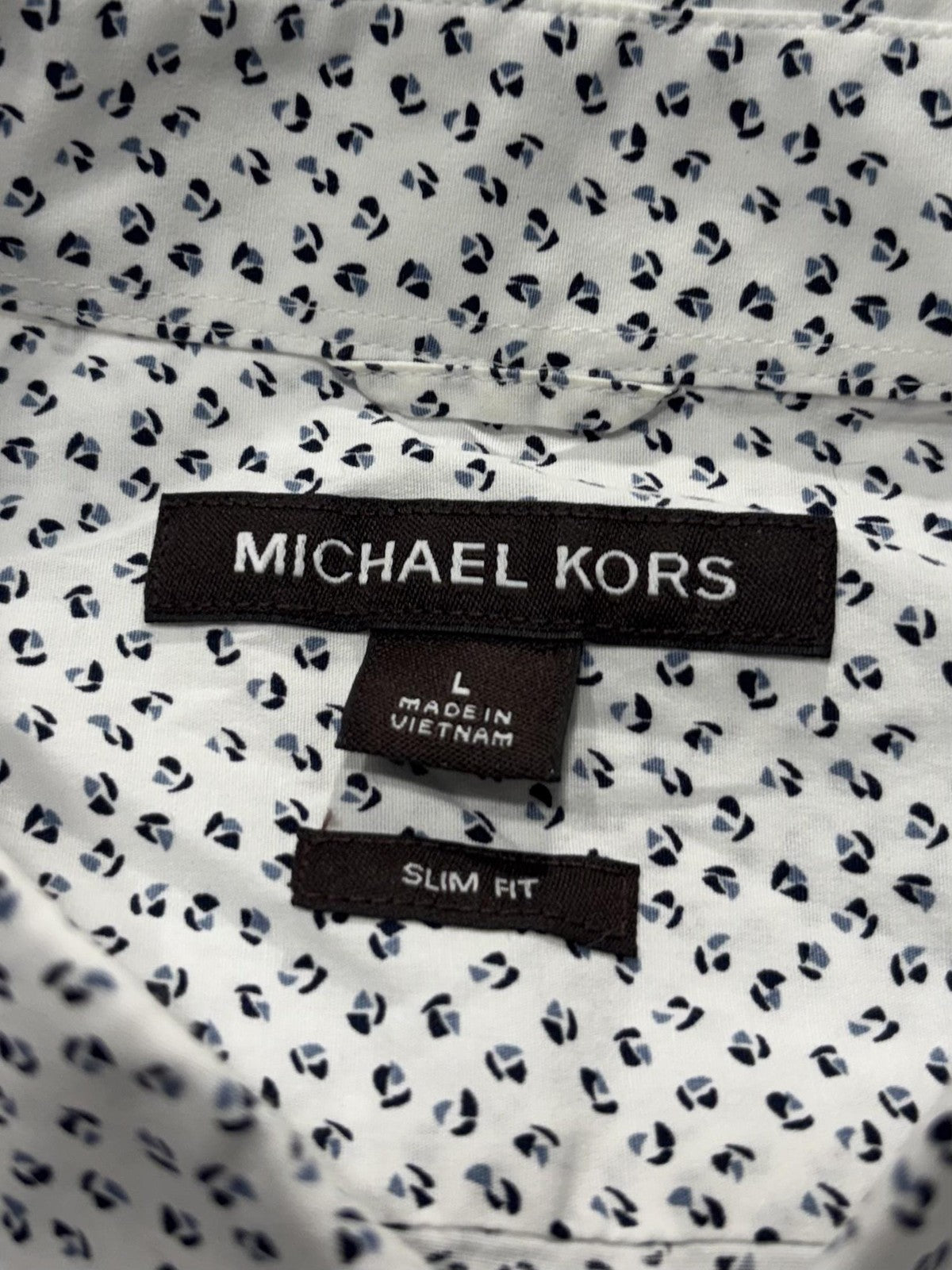Michael Kors Shirt Mens Large White Floral Short Sleeve Button Up Slim Fit