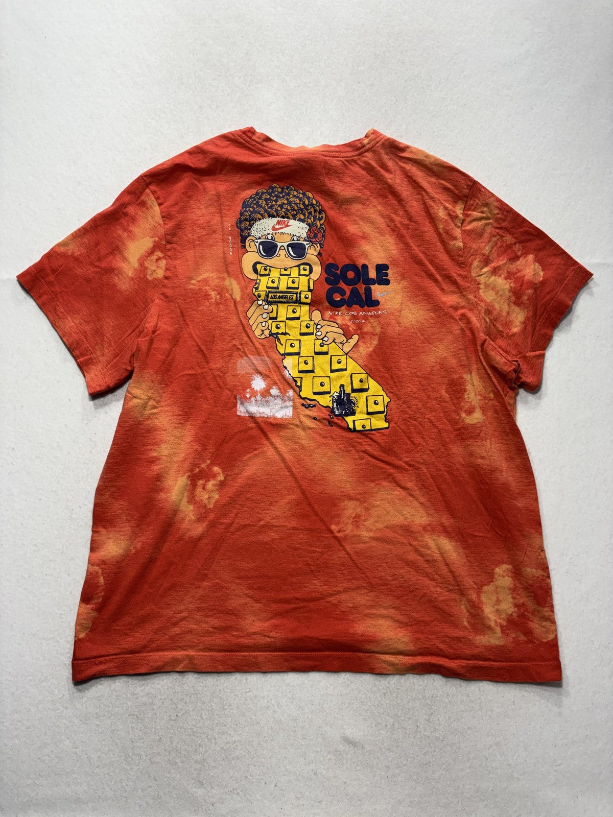Nike Shirt Mens 2XL Orange Tie Dye Sole Cal Los Angeles California Graphic Tee