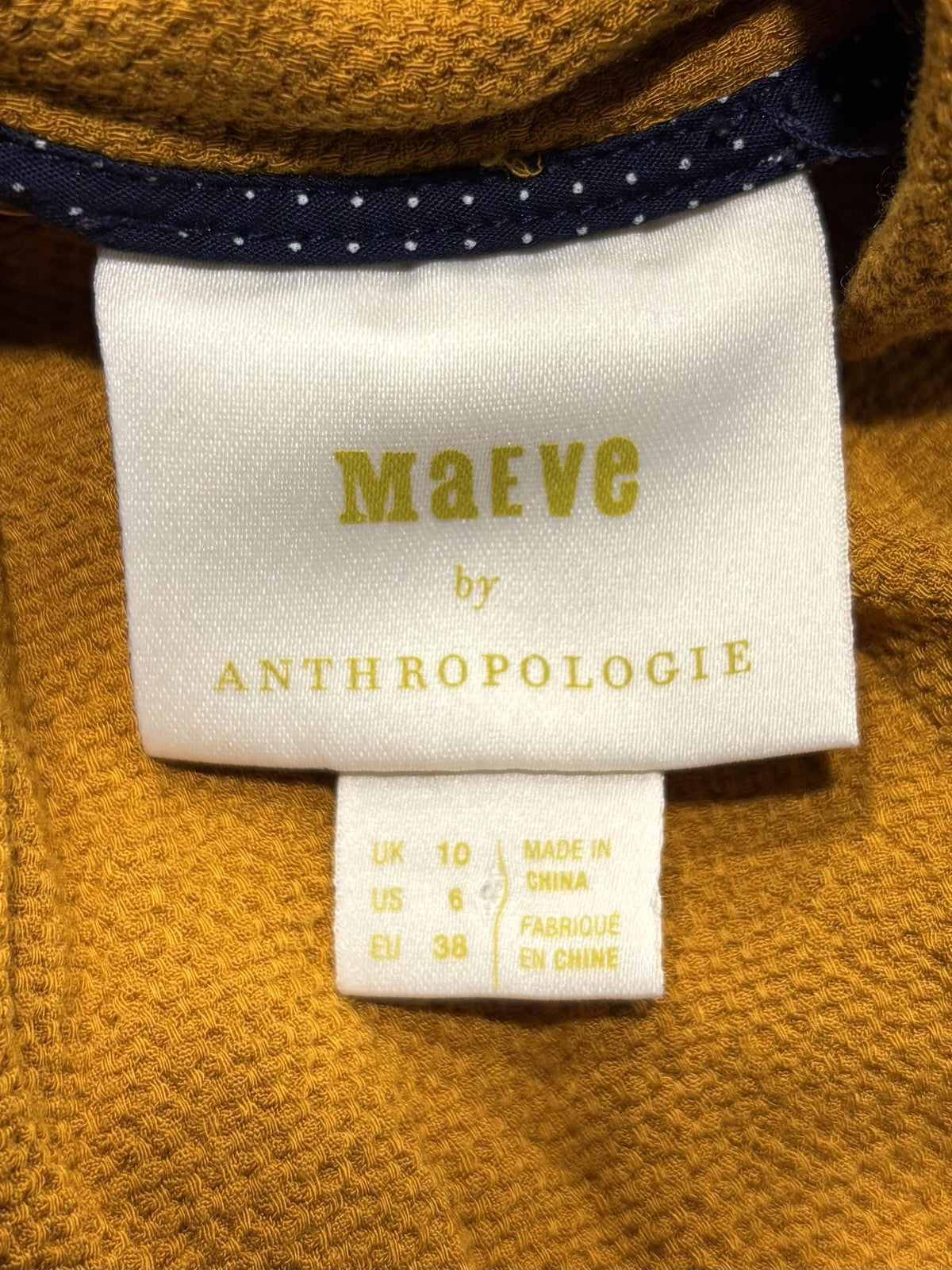 Maeve By Anthropologie Blouse Womens 6 Yellow High Neck Sleeveless Button Tunic