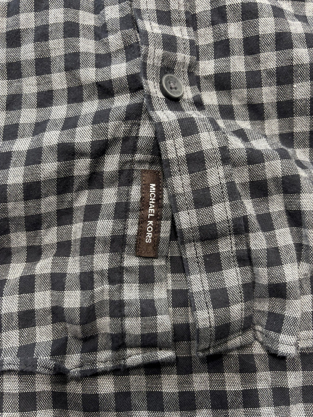 Michael Kors Shirt Mens Medium Gray Check Long Sleeve Button Up Slim Fit