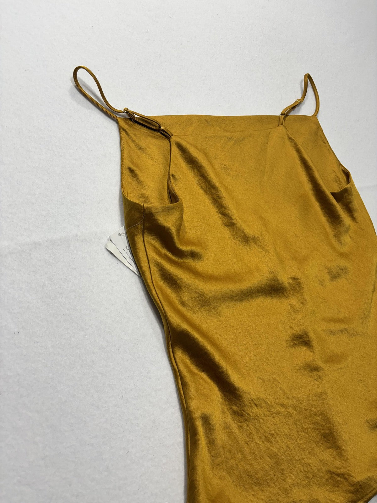 Karen Kane Tank Womens Medium Gold Satin Cowl Neck Adjustable Strap Cami