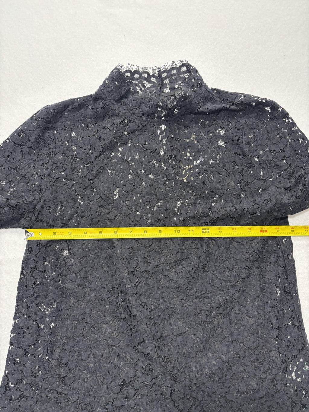 J.Crew Blouse Womens 6 Black Lace Mock Neck Long Sleeve Lined Sheer Party Top