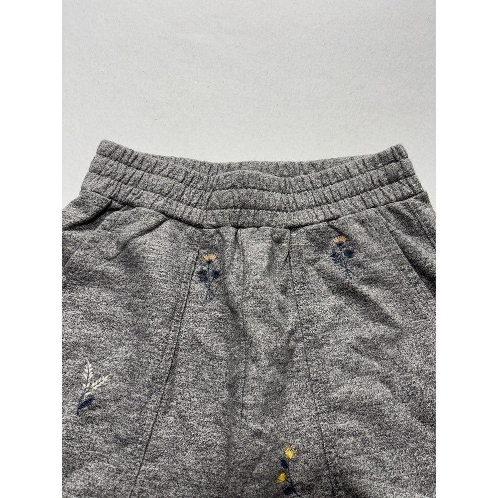 AG Sweat Shorts Womens Small Gray Embroidered Floral Knit Casual Elastic Waist