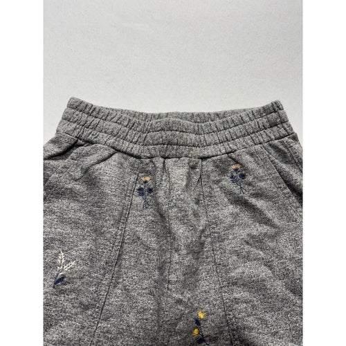 AG Sweat Shorts Womens Small Gray Embroidered Floral Knit Casual Elastic Waist
