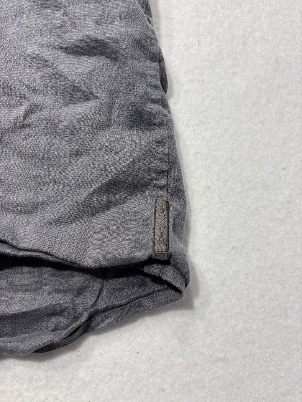 Armani Exchange Shirt Mens 2XL Gray Linen Short Sleeve Button Up Casual