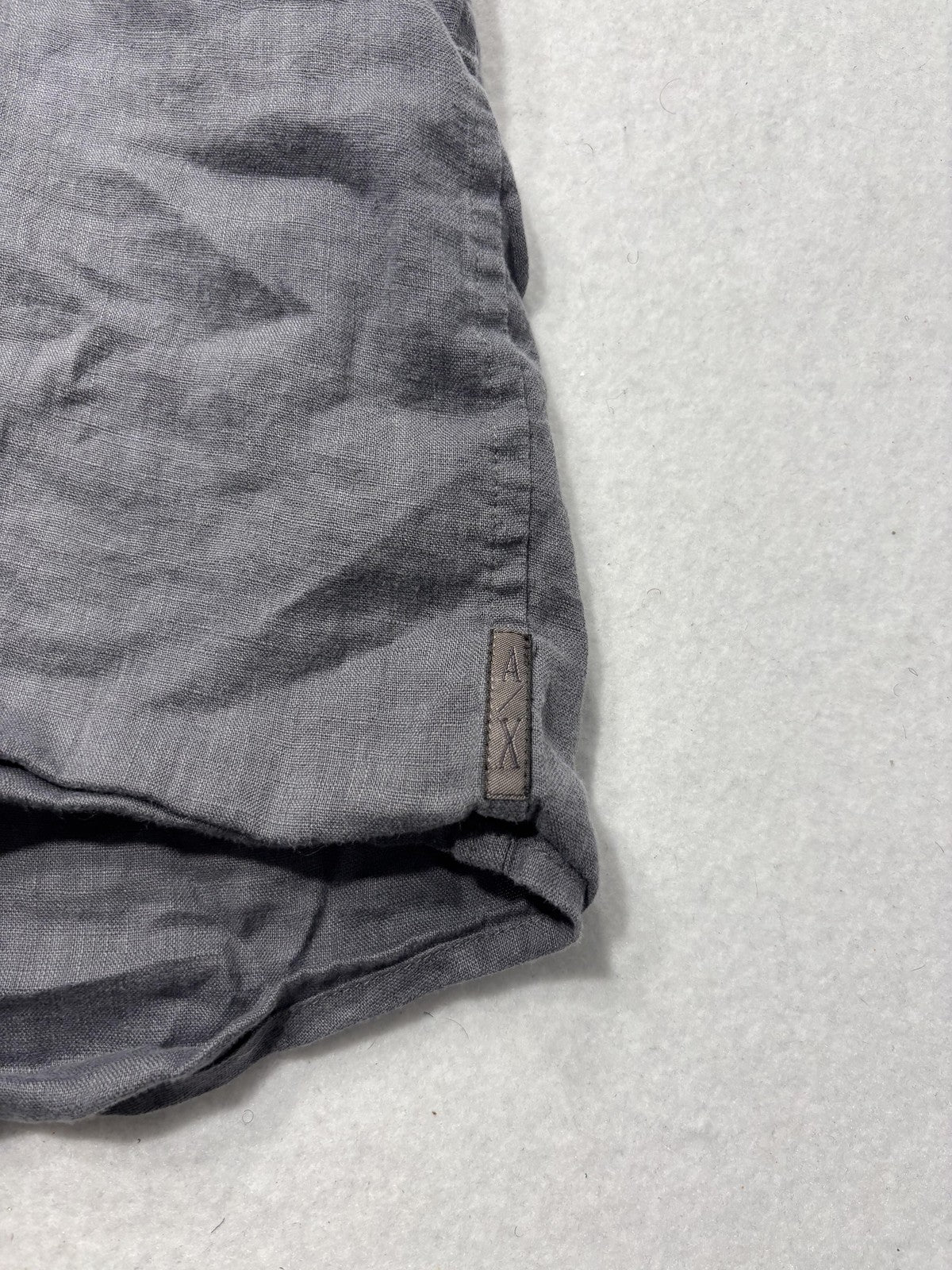 Armani Exchange Shirt Mens 2XL Gray Linen Short Sleeve Button Up Casual