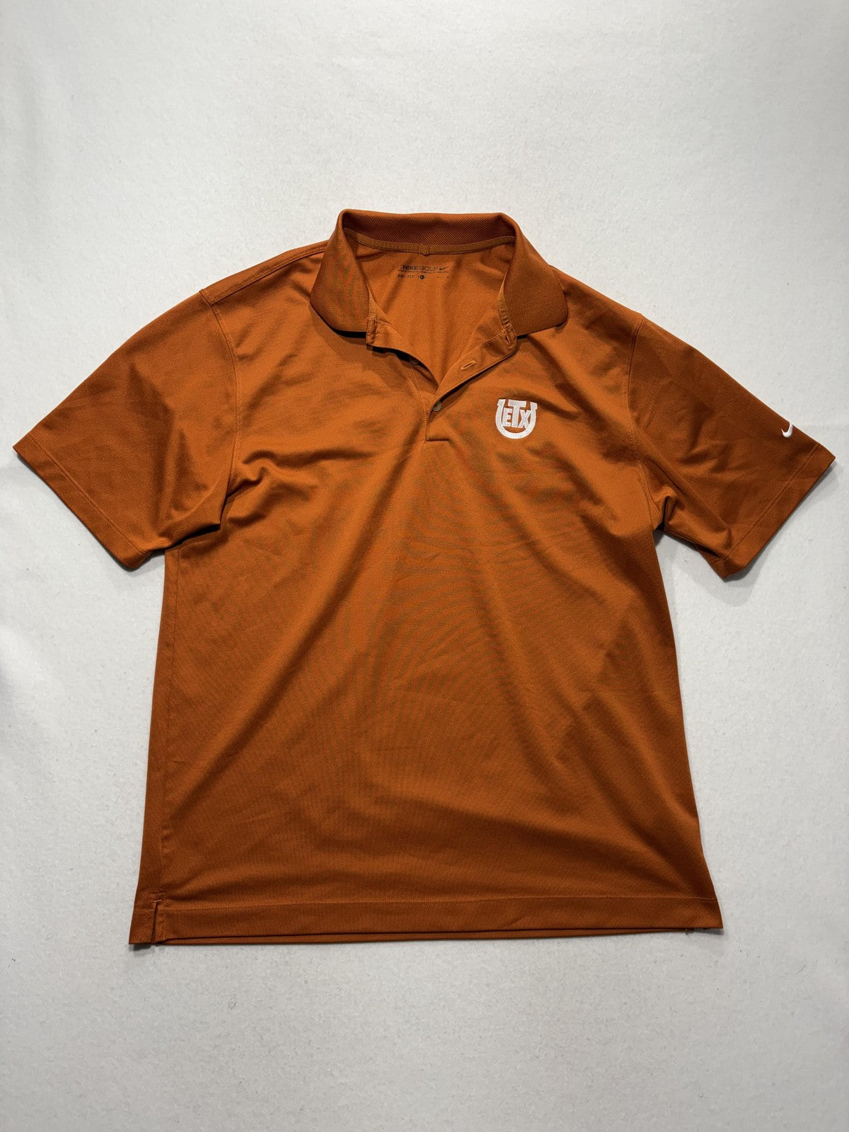 Nike Dri-FIT Golf Polo Shirt Mens Large Orange ETX Logo Short Sleeve Performance