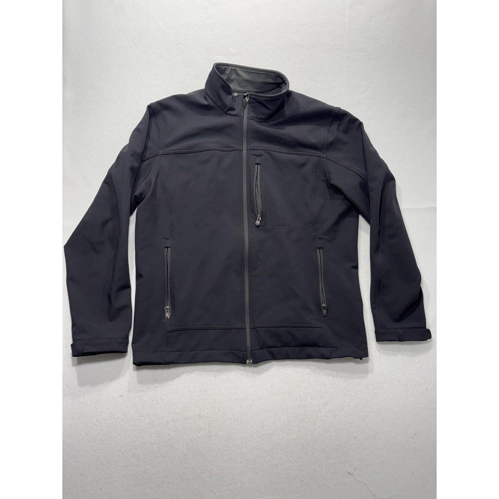 REI Softshell Jacket Mens Medium Black Full Zip Stand Collar Hiking Outdoor