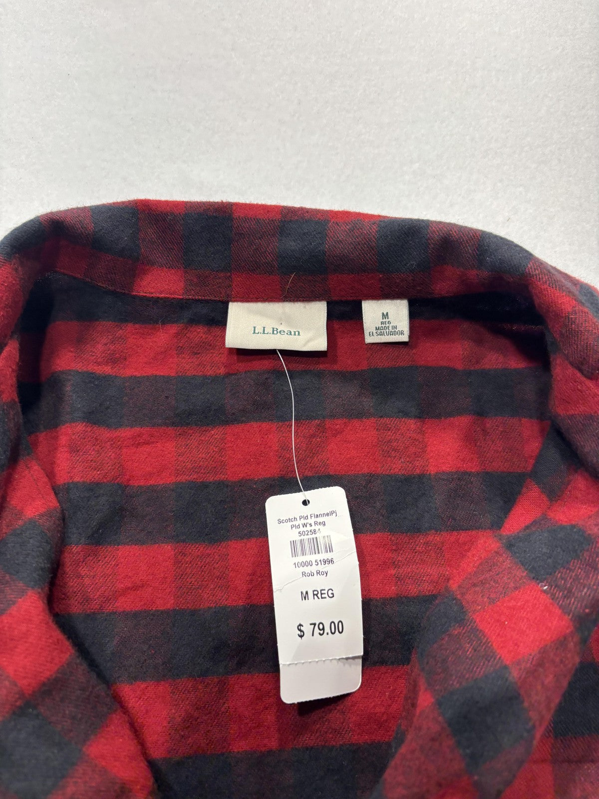 L.L. Bean Shirt Mens Medium Red Plaid Flannel Long Sleeve Button Up Casual