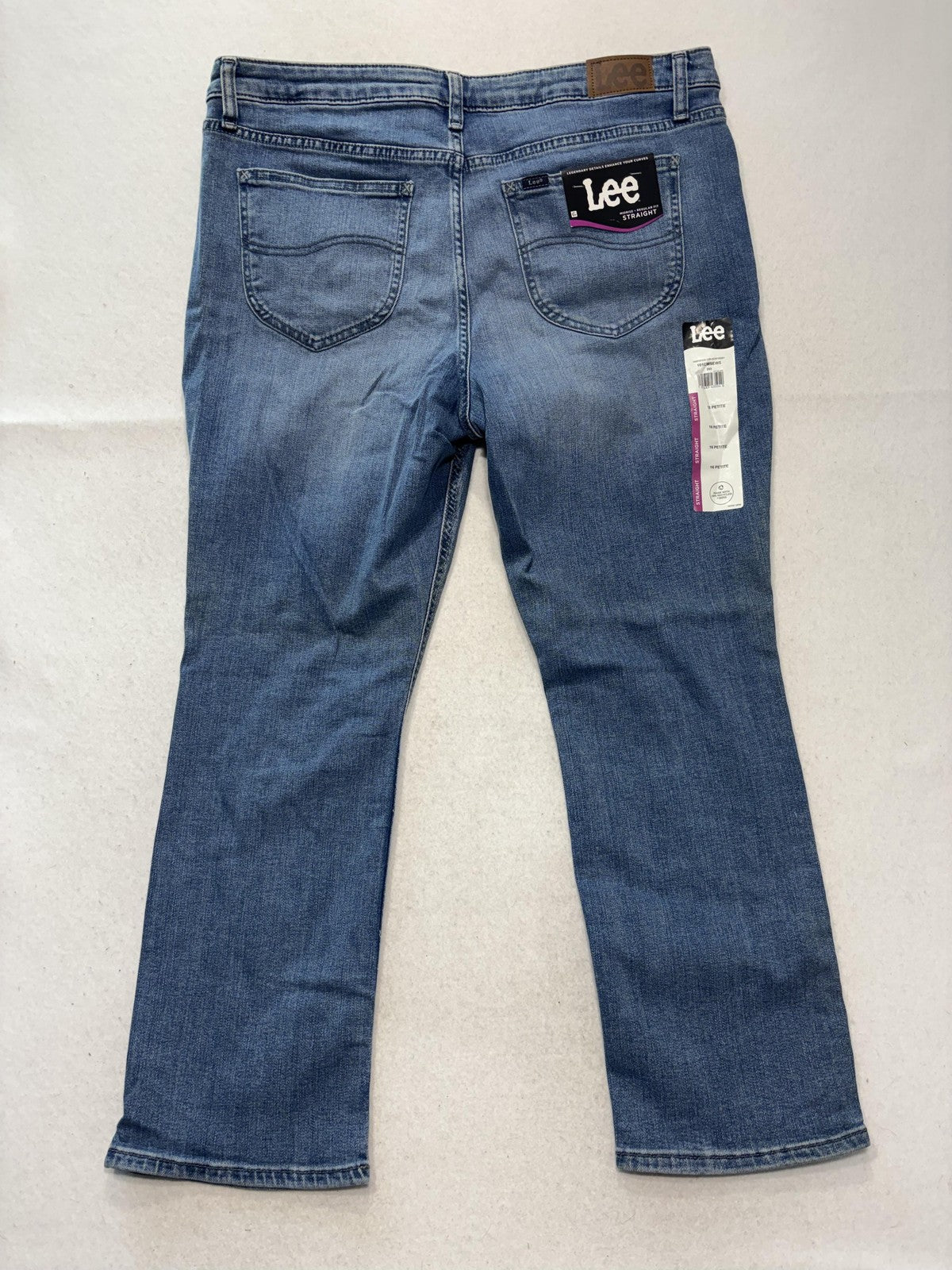 Lee Jeans Womens 16P Blue Medium Wash Mid Rise Straight Regular Stretch 34x29