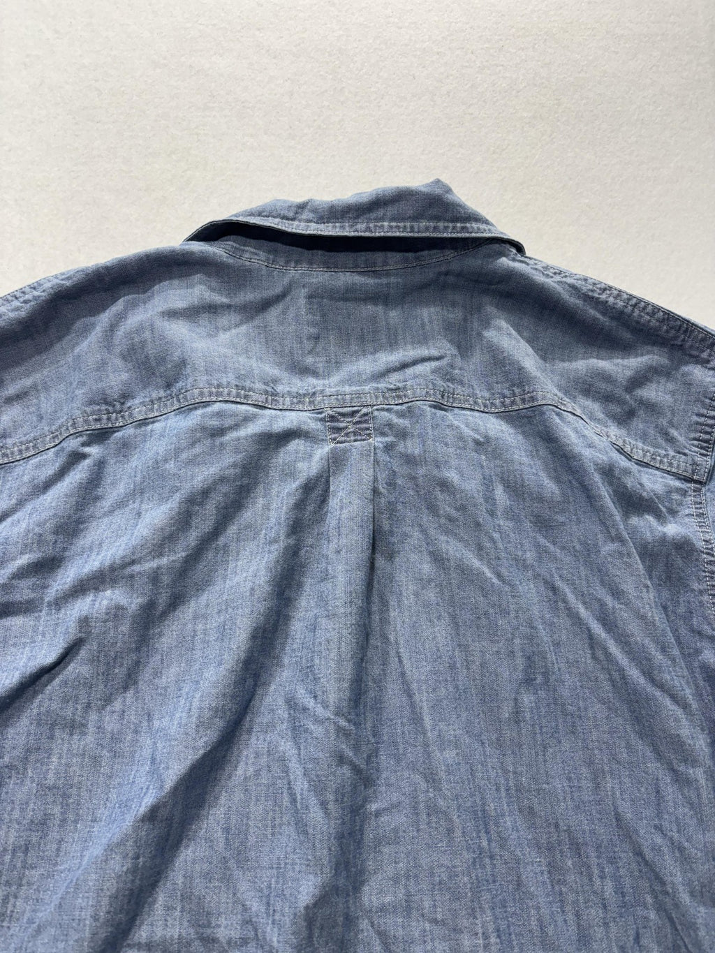 Wrangler Mens XL Blue Chambray Short Sleeve Button Up Western Shirt 112367983