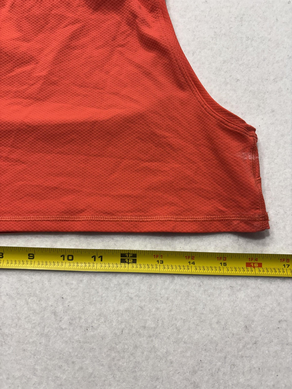 Lululemon Tank Womens 4 Orange Crew Neck Cropped Open Side Athletic Top Running