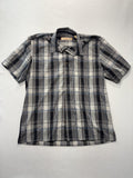 Tommy Bahama Shirt Mens Large Gray Plaid Silk Short Sleeve Button Up Casual