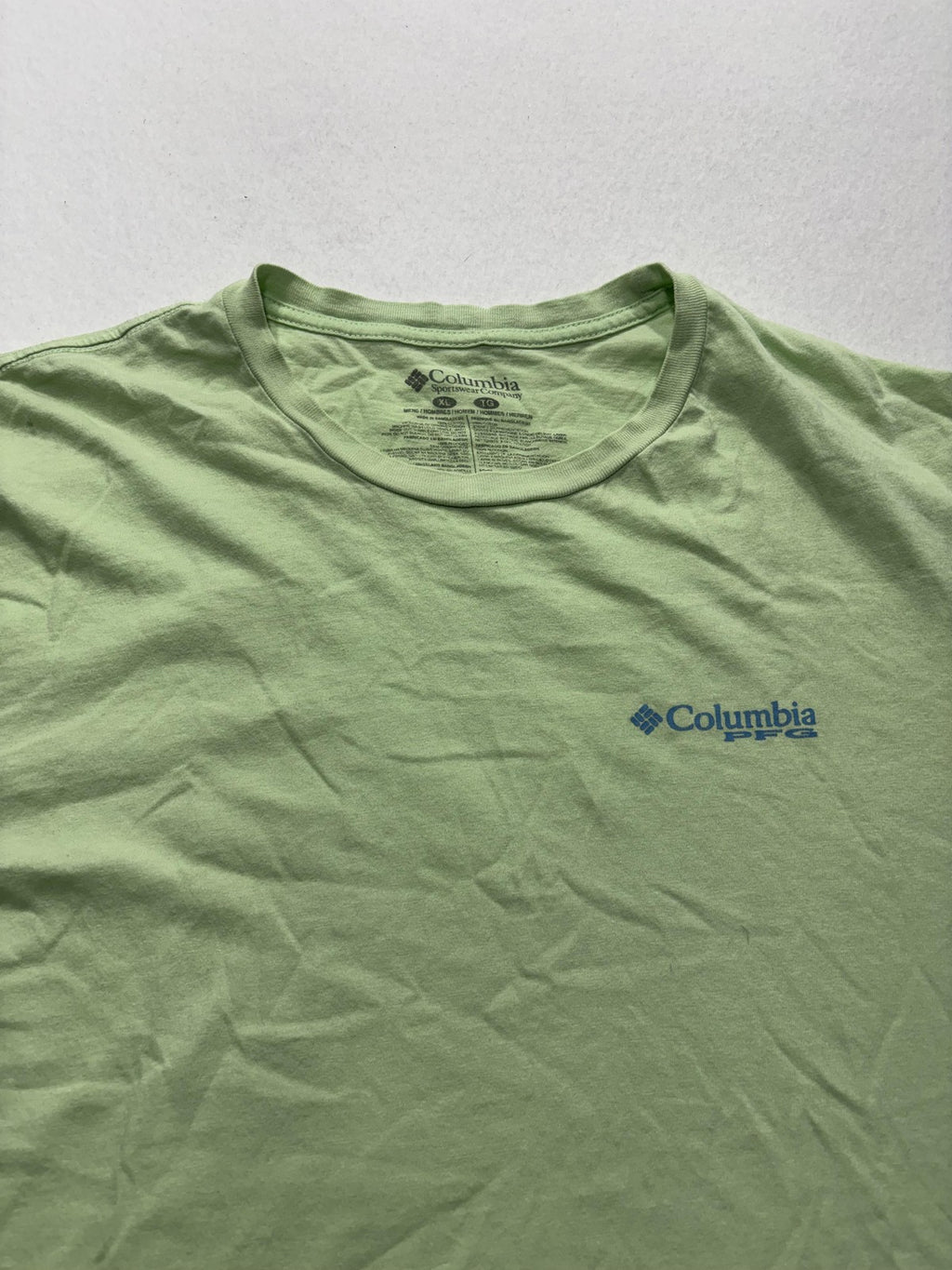 Columbia PFG Shirt Mens XL Green Graphic Tee Short Sleeve Fishing Cotton Outdoor