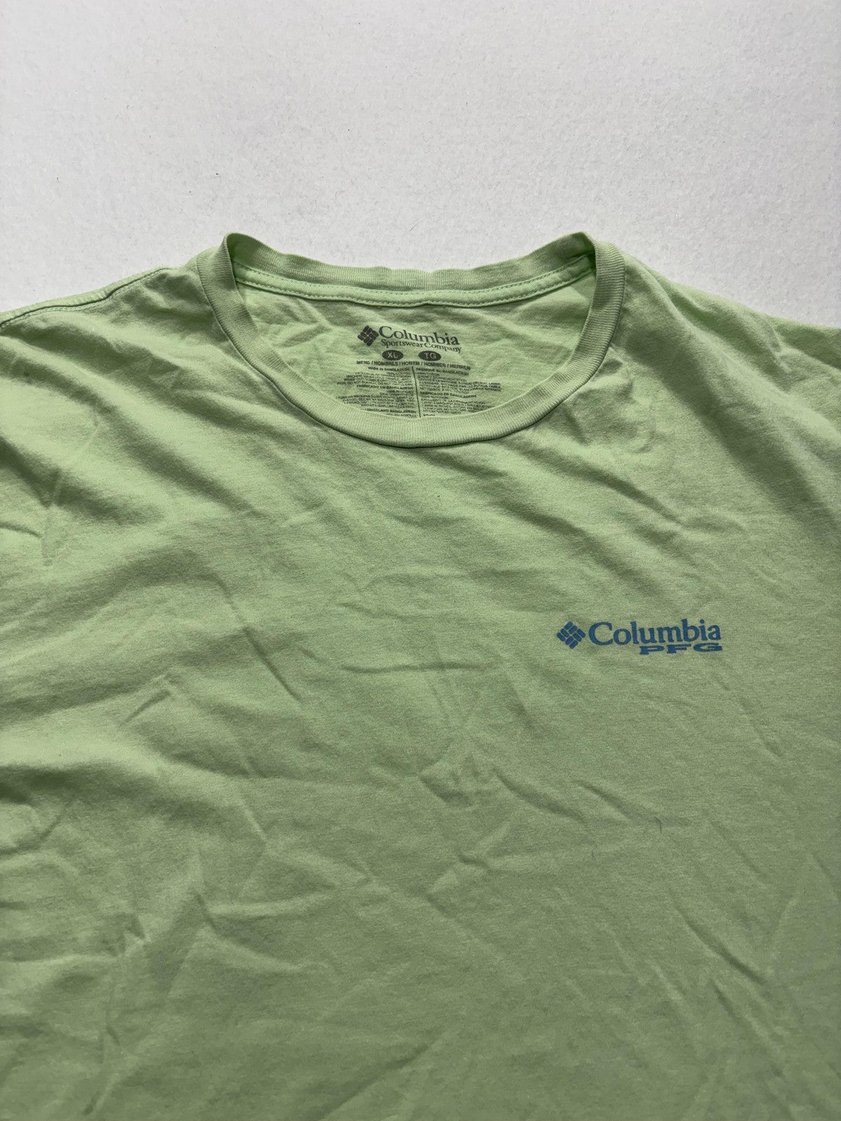 Columbia PFG Shirt Mens XL Green Graphic Tee Short Sleeve Fishing Cotton Outdoor