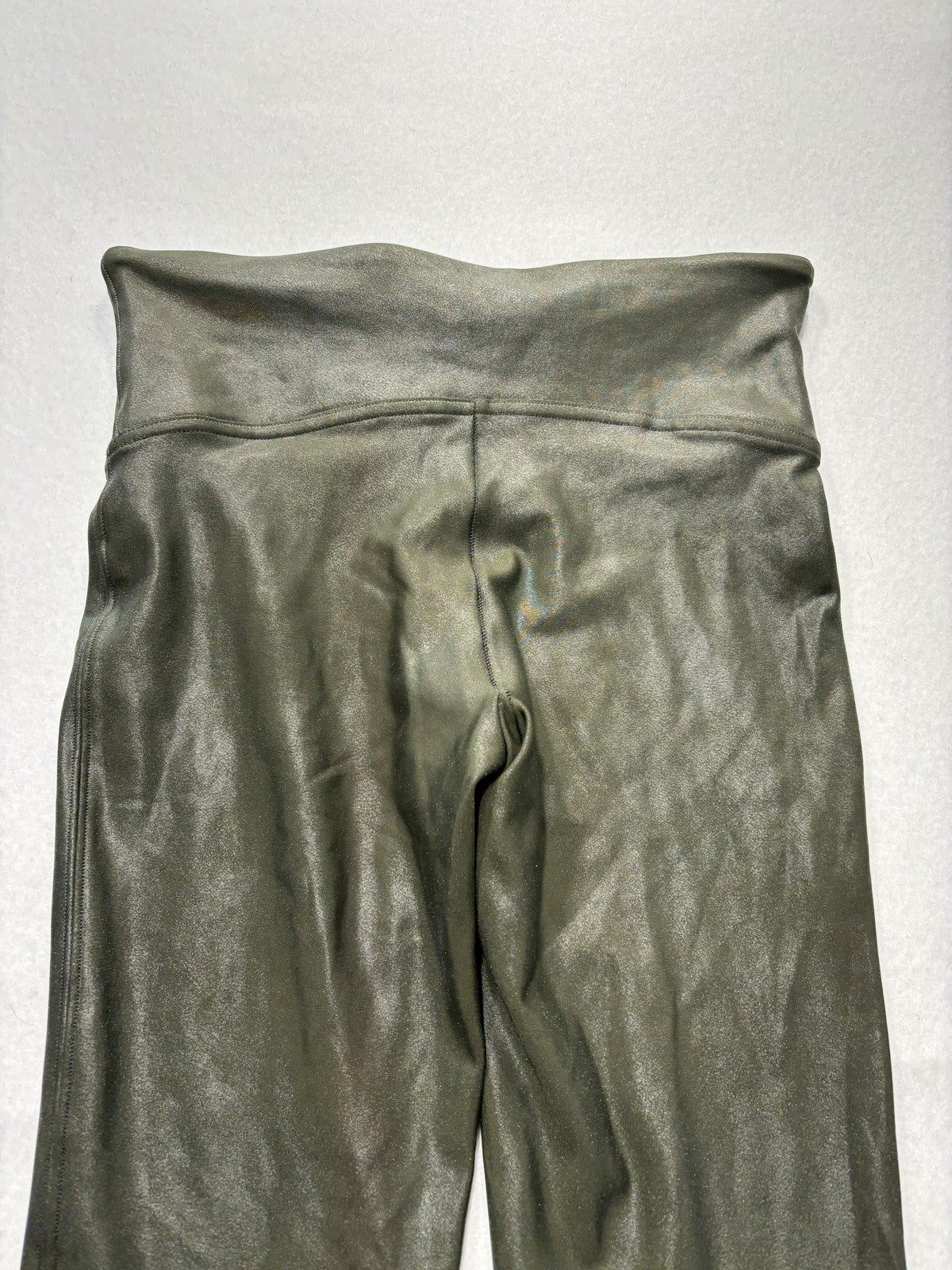 Spanx Leggings Womens Small Olive Faux Leather High Rise Shaping Pull On