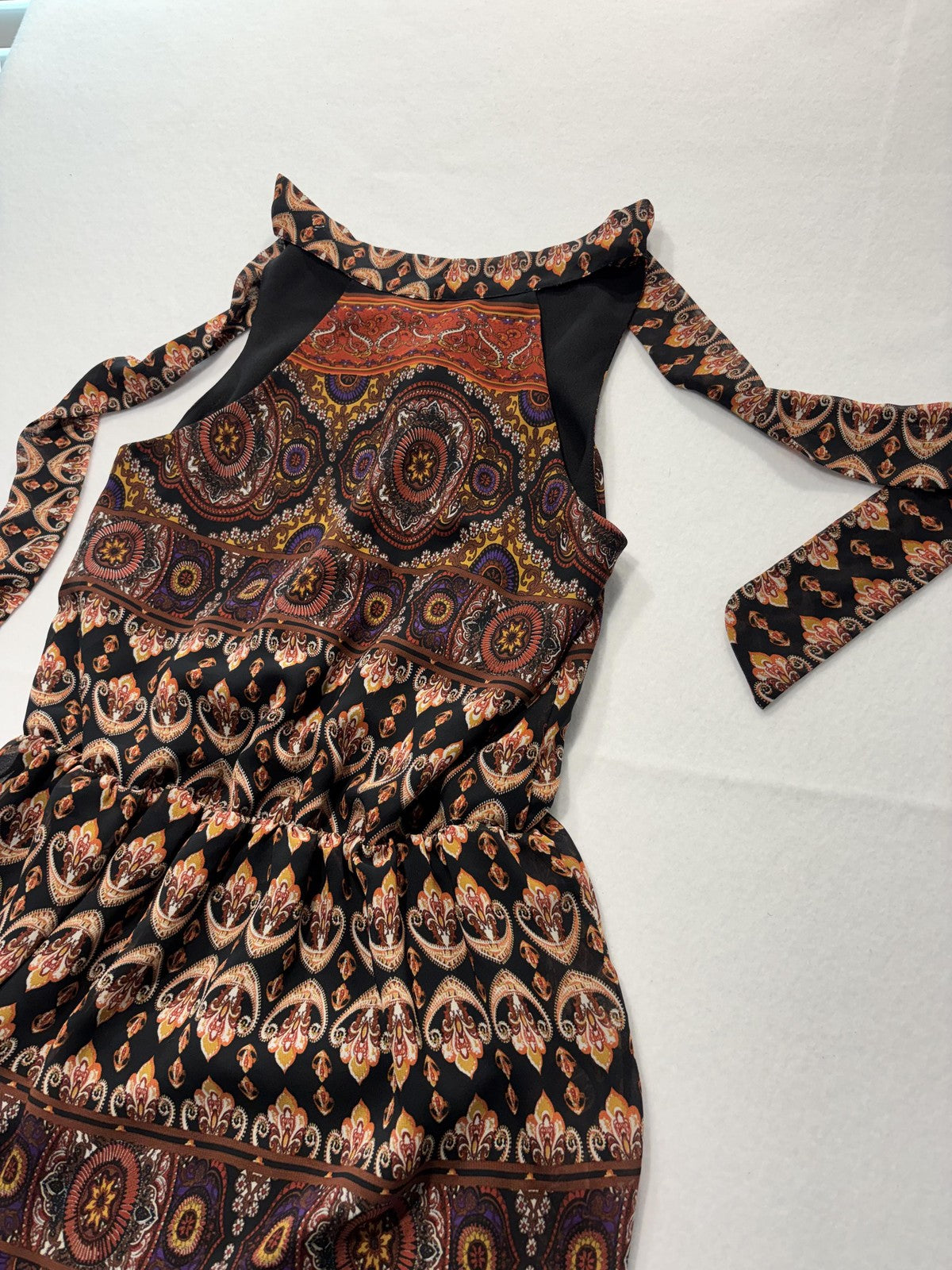 M.M. Couture By Miss Me Dress Womens Small Paisley Print Halter Fit Flare Boho