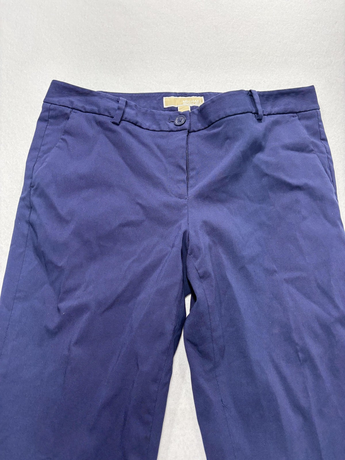 MICHAEL Michael Kors Dress Pants Womens 8 Blue Twill Slim Stretch Flat Front